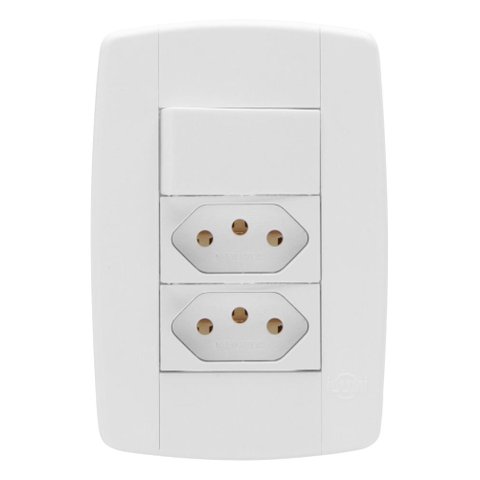 Kit 1 Interruptor 1 T e 2 Tomadas + 3 Tomada Branca 10A