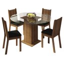 Ver imagem 2 de Conjunto Sala de Jantar Madesa Paula Mesa Tampo de Vidro Redondo 4 Cadeiras - Rustic/preto