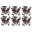 Ver imagem 1 de Kit 6 Jogos de Mesa Bistrô de Madeira com 4 Cadeiras Dobrável Ideal para Bar e Restaurante Imbuia