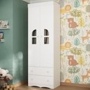 Ver imagem 1 de Guarda-roupa Infantil 62cm 2 Portas com Vidro e 2 Gavetas Liz Multimóveis Mp4512 Branco