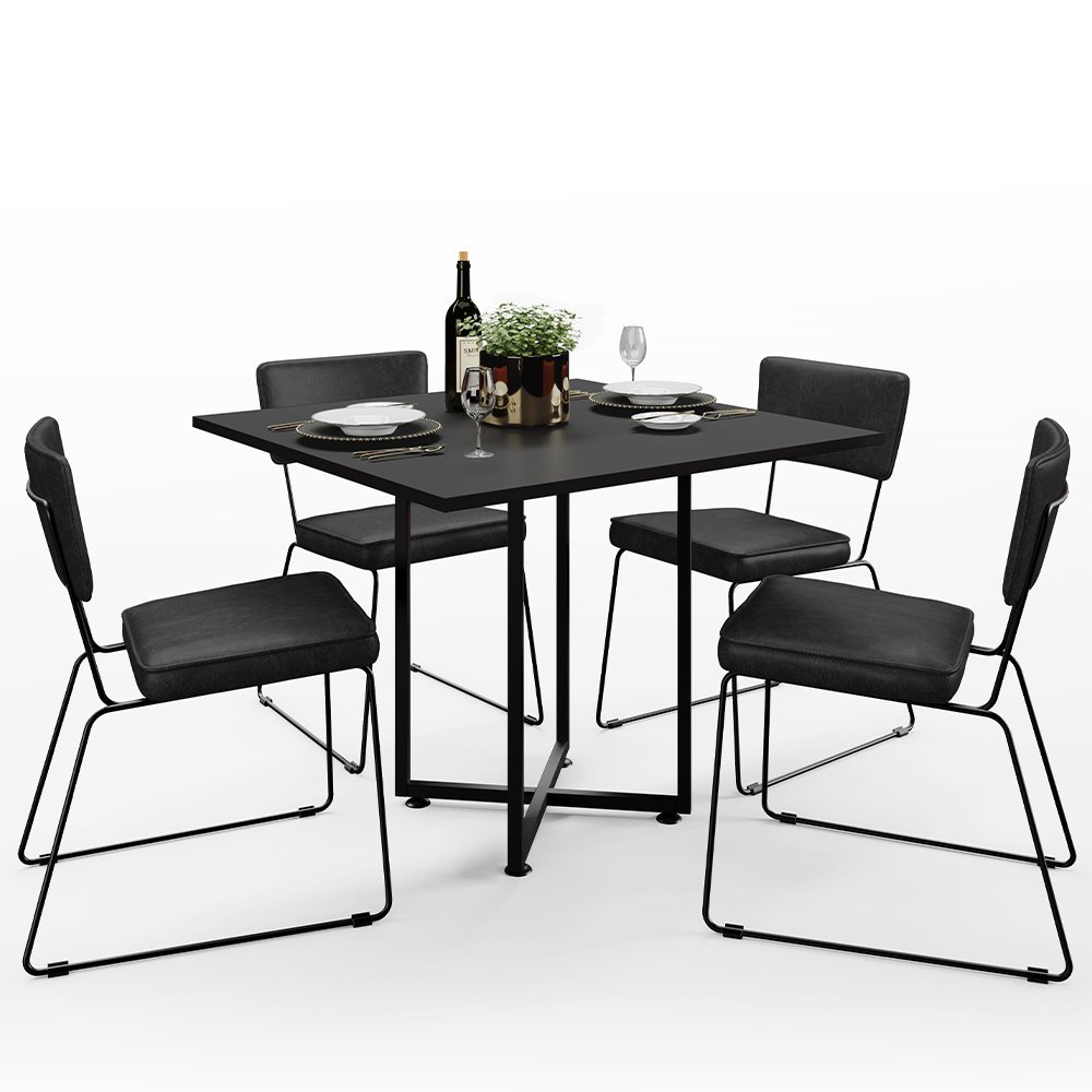 Mesa de Jantar Cozinha 4 Lugares Quadrada 90 cm Rivera F01 Preto