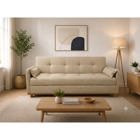 Sofa Iris 2.10 Bau e Cama Nobly Linho Capuccino