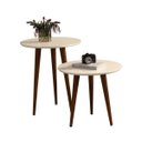 Ver imagem 2 de Kit 2 Mesas Lateral e Apoio Redonda Sala Retrô Pés Palito cor Off White - JM Casa dos Móveis