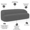 Ver imagem 4 de Sofá 3 Lugares Curvo Orgânico com 02 Poltronas para Sala Living 250cm Barolo L06 Veludo Grafite - Ly