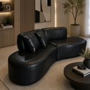 Ver imagem 1 de Sofá 300cm Luxo Sala Virginia 3 Lugares Corino Modena Preto