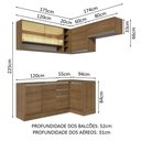 Ver imagem 4 de Armário de Cozinha Completa de Canto 349cm Rustic Glamy Madesa 06