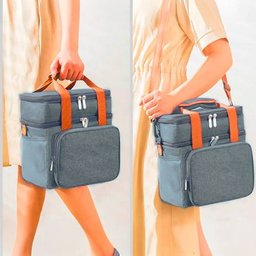 Bolsa Térmica Marmita Lancheira com Alça - Cinza - 8