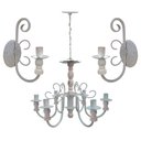 Ver imagem 1 de Conjunto 2 Arandelas e Lustre Artesanal Para Sala de Jantar Libertas Rosas Artesanato Kit 1 Lustre +