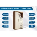 Ver imagem 3 de Quarto Completo Casal Guarda Roupa 7 Ptas Lugano + Cômoda Marabá Areia S. Andirá