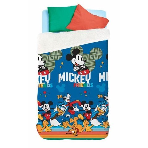 Coberdrom Fleece Dupla Face Borda Sherpa com 1 Peça Mickey