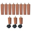Ver imagem 1 de Kit 8 Pés para Cama Madeira Mel 13cm Cama Box 3 Pés com Rodízios