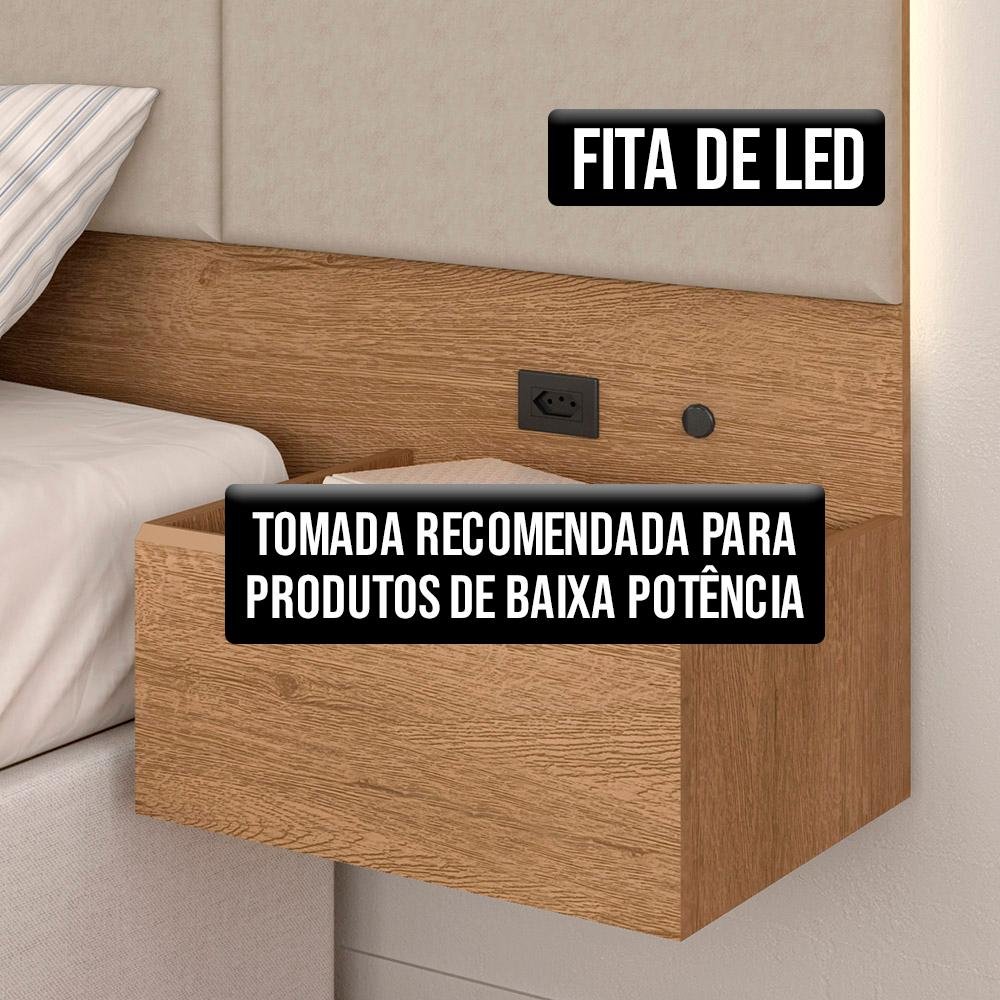 Cabeceira Suspensa Cama Queen com Led Malibu - M. Arapongas - 3