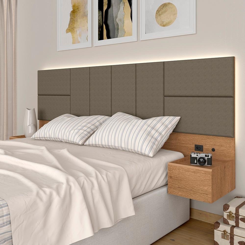 Cabeceira Suspensa Cama Queen com Led Malibu - M. Arapongas - 1