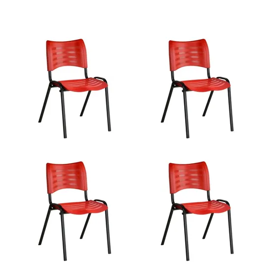 Kit 4 Cadeiras Plásticas 04 pés Empilhável Vermelho - 2014