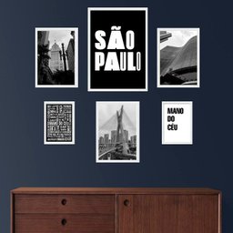 Composição 6 Quadros Cidade de São Paulo - com Vidro:moldura Branca - 1