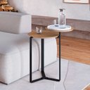 Ver imagem 1 de Mesa Lateral Industria Lchanfrada Artesano 44 Cm (largura) 2 Tampos Mdp Hanover (mel) Pé Aço Preto