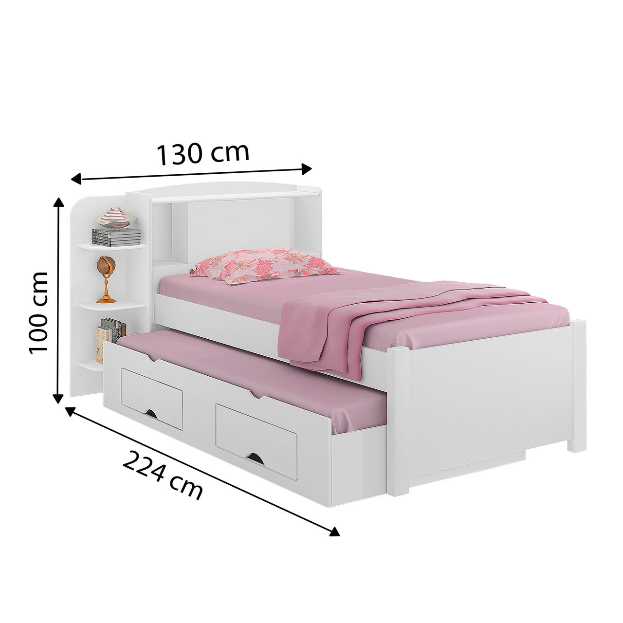 Cama Solteiro Milênio Plus c/ Baú e Box com 2 Gavetas D'Doro - Branco D'Doro Móveis - 2