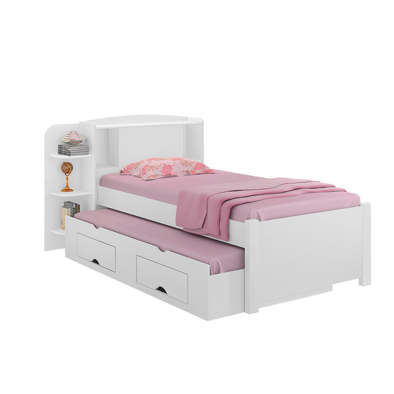 Cama Solteiro Milênio Plus c/ Baú e Box com 2 Gavetas D'Doro - Branco D'Doro Móveis - 1