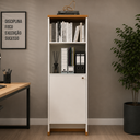 Ver imagem 2 de Armário Alto para Escritório Home Office 143 cm Berlin - Off White/Naturale