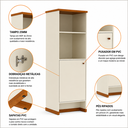 Ver imagem 4 de Armário Alto para Escritório Home Office 143 cm Berlin - Off White/Naturale