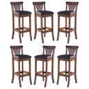 Ver imagem 1 de Kit 6 Banquetas Alta Estofada Valentina 36 x 100 Cm Madeira Maciça Imbuia Facto Marrom L74 - RMI