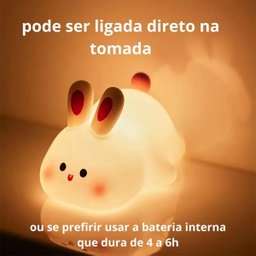 Luminária Abajur Coelho Silicone Infantil Touch Luz de Toque - 2
