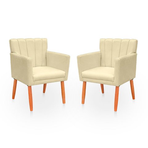 Kit com 2 Poltronas Cadeiras Elegante Confortável e Reforçada para Sala Carol Suede