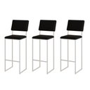 Ver imagem 1 de Kit 3 Banquetas com Encosto Industrial e Moderna Nina Branco e Corino Preto