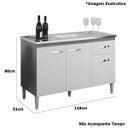 Ver imagem 3 de Balcão de Pia sem Tampo 120 Cm 3 Portas 1 Gaveta Graziela Branco e Preto
