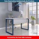 Ver imagem 2 de Mesa Escritório P25 Tub Pandin 170 Cm (larg) X 70 Cm (prof) Tampo Mdp Branco Pé Aço Tubular Azul