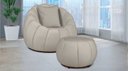 Ver imagem 1 de Kit Poltrona c/ Puff + Almofada Concha Veludo Marfim