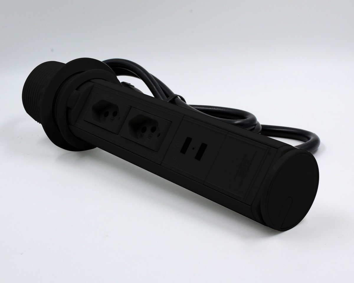 Bancada Mini Totem Manual 2 Tom 20a + 2 Usb Preto - 3