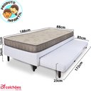 Ver imagem 2 de Cama Box Solteiro com Cama Auxiliar + Colchão de Espuma Antialérgico 88x188x46cm BF Colchões