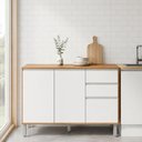 Ver imagem 1 de Balcão de Cozinha 119cm 3 Pts 2 Gav Nina Amêndoa/Branco