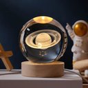 Ver imagem 4 de Luminária de Mesa Bola de Cristal 3d Decoração Base Madeira 675