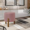 Puff Redondo Luxo Decorativo Charme - Rosê Suede - 4