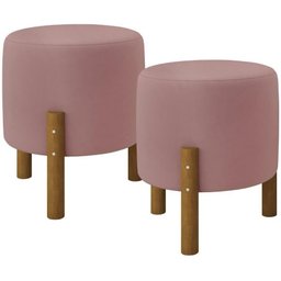 Puff Redondo Luxo Decorativo Charme - Rosê Suede - 5