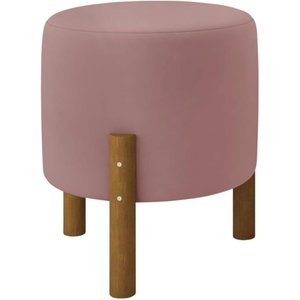 Puff Redondo Luxo Decorativo Charme - Rosê Suede