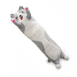 Travesseiro Corpo Pelucia Abraçar Hug Me Up Confortável 70cm Dogão Cinza - 1