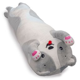 Travesseiro Corpo Pelucia Abraçar Hug Me Up Confortável 70cm Dogão Cinza - 2