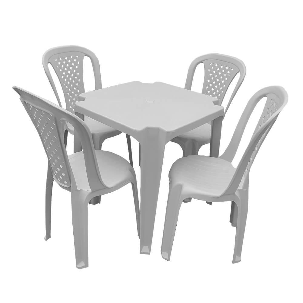Conjunto TopPlast com Mesa de Plástico Top e 4 Cadeiras Valentina - Branco - 1