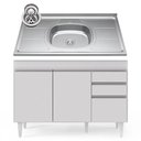 Ver imagem 3 de Balcão Gabinete com Pia Inox 120cm Michigan Branco - Lumil