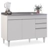 Balcão Gabinete com Pia Inox 120cm Michigan Branco - Lumil - 7