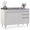 Ver imagem 7 de Balcão Gabinete com Pia Inox 120cm Michigan Branco - Lumil