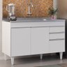 Balcão Gabinete com Pia Inox 120cm Michigan Branco - Lumil - 1