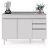 Balcão Gabinete com Pia Inox 120cm Michigan Branco - Lumil - 6