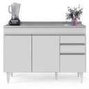 Ver imagem 7 de Balcão Gabinete com Pia Inox 120cm Michigan Branco - Lumil