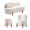 Ver mais imagens de Kit Decorativo Sofá Curvo Orgânico + 01 Puff e Poltrona Luna Boucle Off White - Montanaris Decor