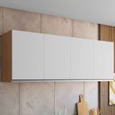 Ver imagem 1 de Armário Aéreo de Cozinha Laura 150cm 4 Portas MDP Amêndoa Branco AJL Móveis