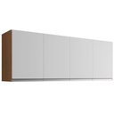 Ver imagem 2 de Armário Aéreo de Cozinha Laura 150cm 4 Portas MDP Amêndoa Branco AJL Móveis